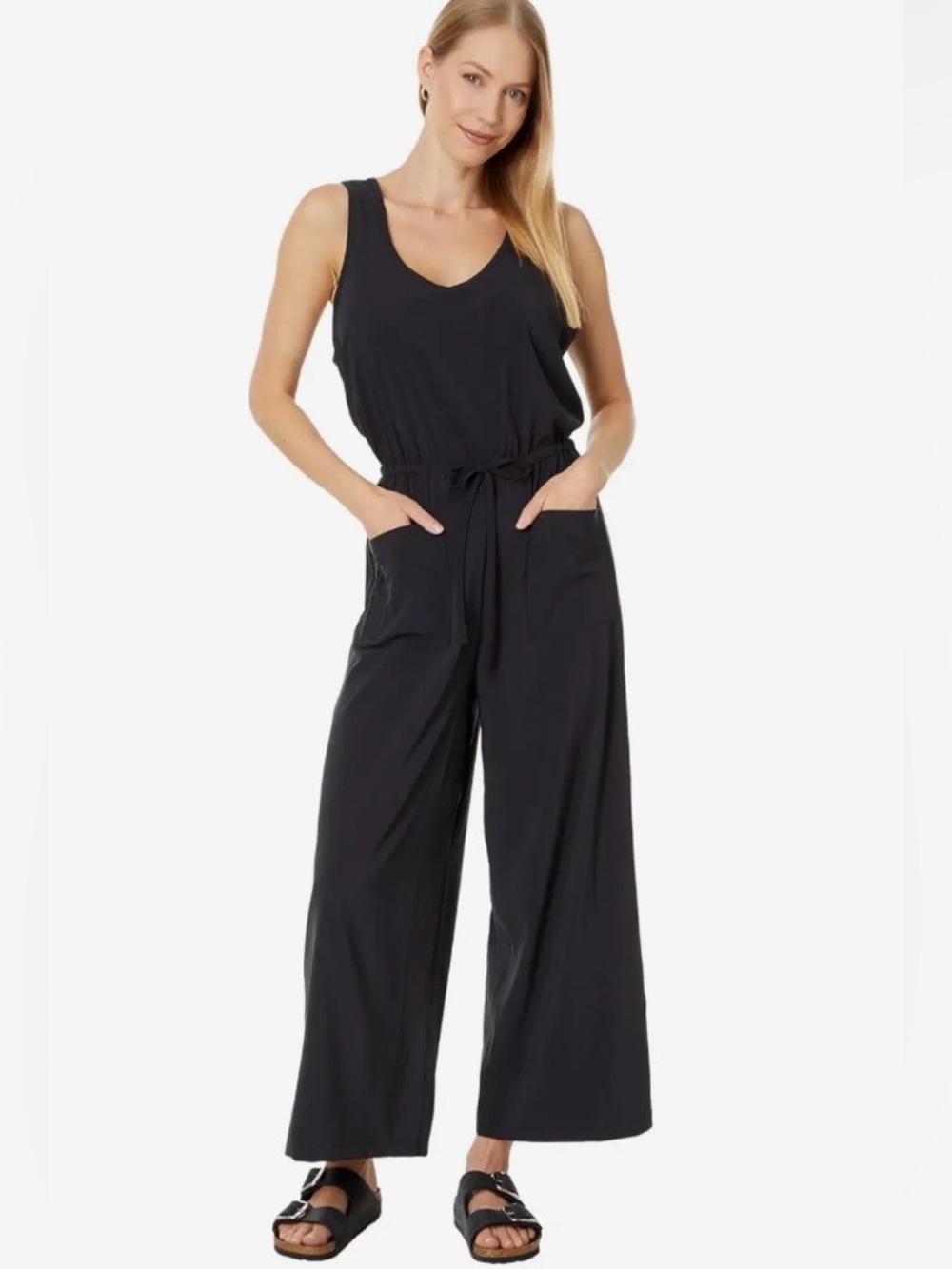 Toad&Co Black Sleeveless Wide-Leg Jumpsuit